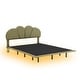 preview thumbnail 43 of 44, LED Low Profile Bed Platform Bed Frame with Cloud-Shaped Headboard