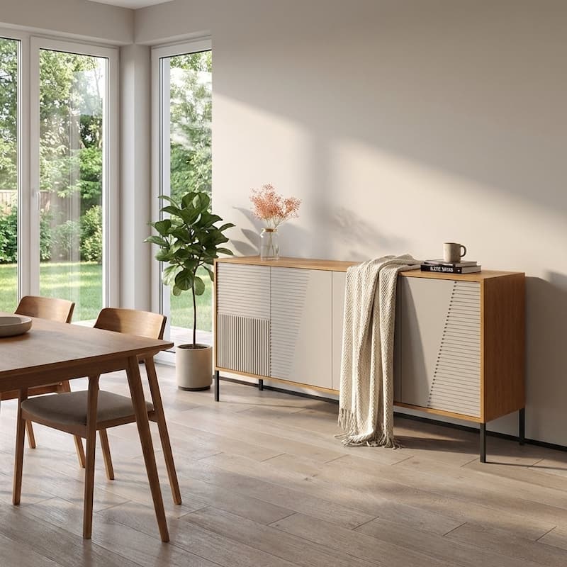 Meble Furniture Debora 04 Sideboard Buffet Credenza 74.8W x 15.7D x 32.7H Modern European