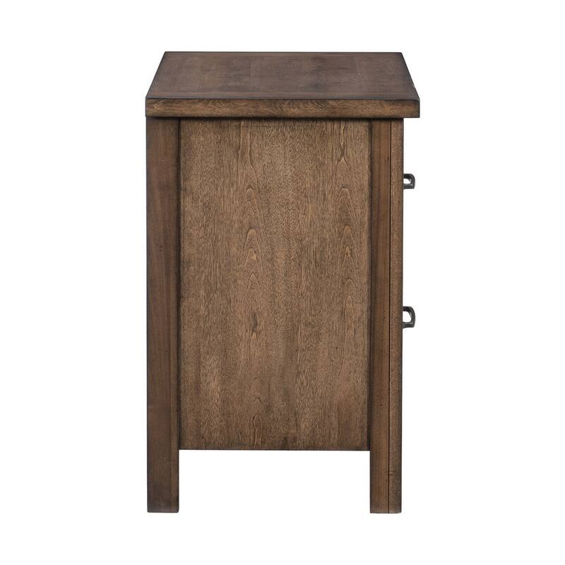 Brown/Black 2 Drawer 17 in. W Nightstand with Sturdy Hardware and Ample Storage