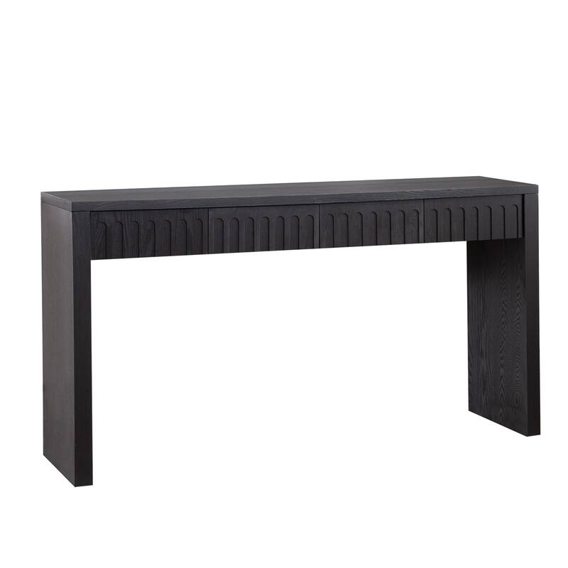 Modern Console Table with 4 Drawers - Black