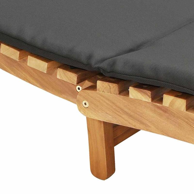 vidaXL Sun Lounger Cream white 188 x 55 x 59 cm Solid teak wood - 74.0 x 21.7 x 23.2