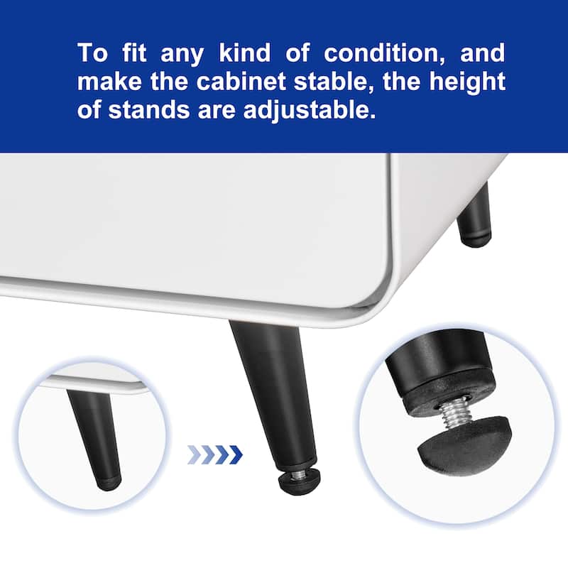 Night Stand Wooden End Table, Bedside Furniture Bedside聽Table with 2 Circular Handle Drawers, Nightstand Steel Frame Cabinet