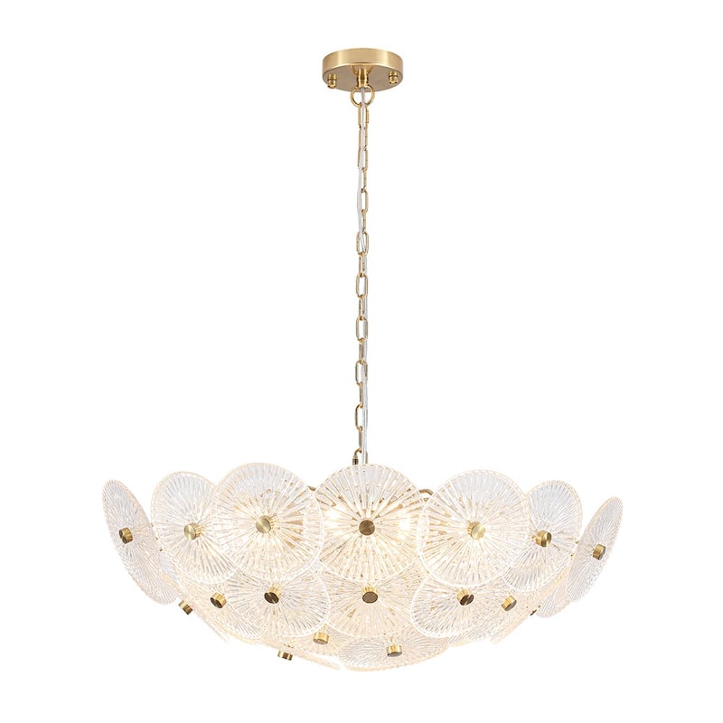 Glam 9-Light Tiered Clear Art Glass Round Basin Chandelier 28in