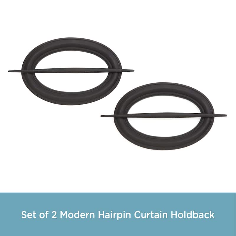 Kenney Decorative Hairpin Holdback for Curtains and Drapes, Set of 2, Black