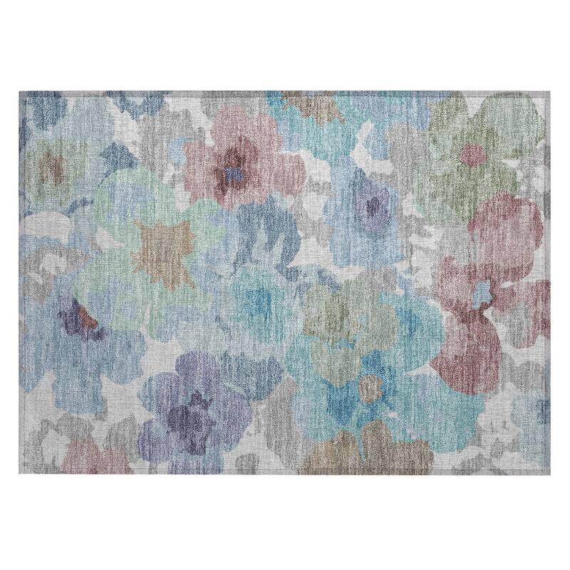 Machine Washable Indoor/ Outdoor Floral Bonnet Chantille Rug