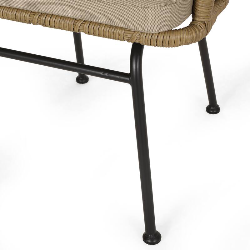 Randy Outdoor Wicker Chairs w/ Water-resistant Cushions (Set of 2) by Christopher Knight Home - 22.25" L x 22.75" W x 30.00" H