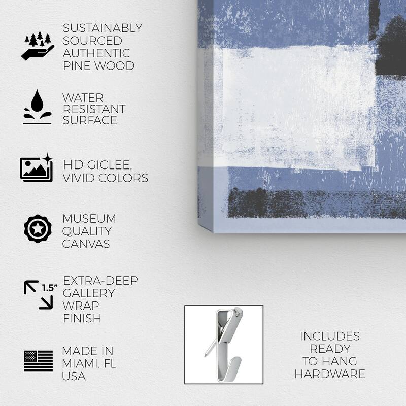 Wynwood Studio Canvas Abstract Remixed Purity Indigo Charcoal Blue and Pastel Blue Modern & Contemporary Wall Art Canvas Print