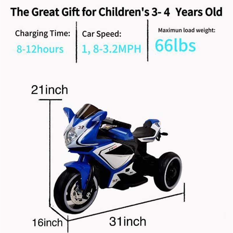 6V Red Kids Electric Ride On Motorcycle with Music Lights MP3 for Boys and Girls Ages 3-4