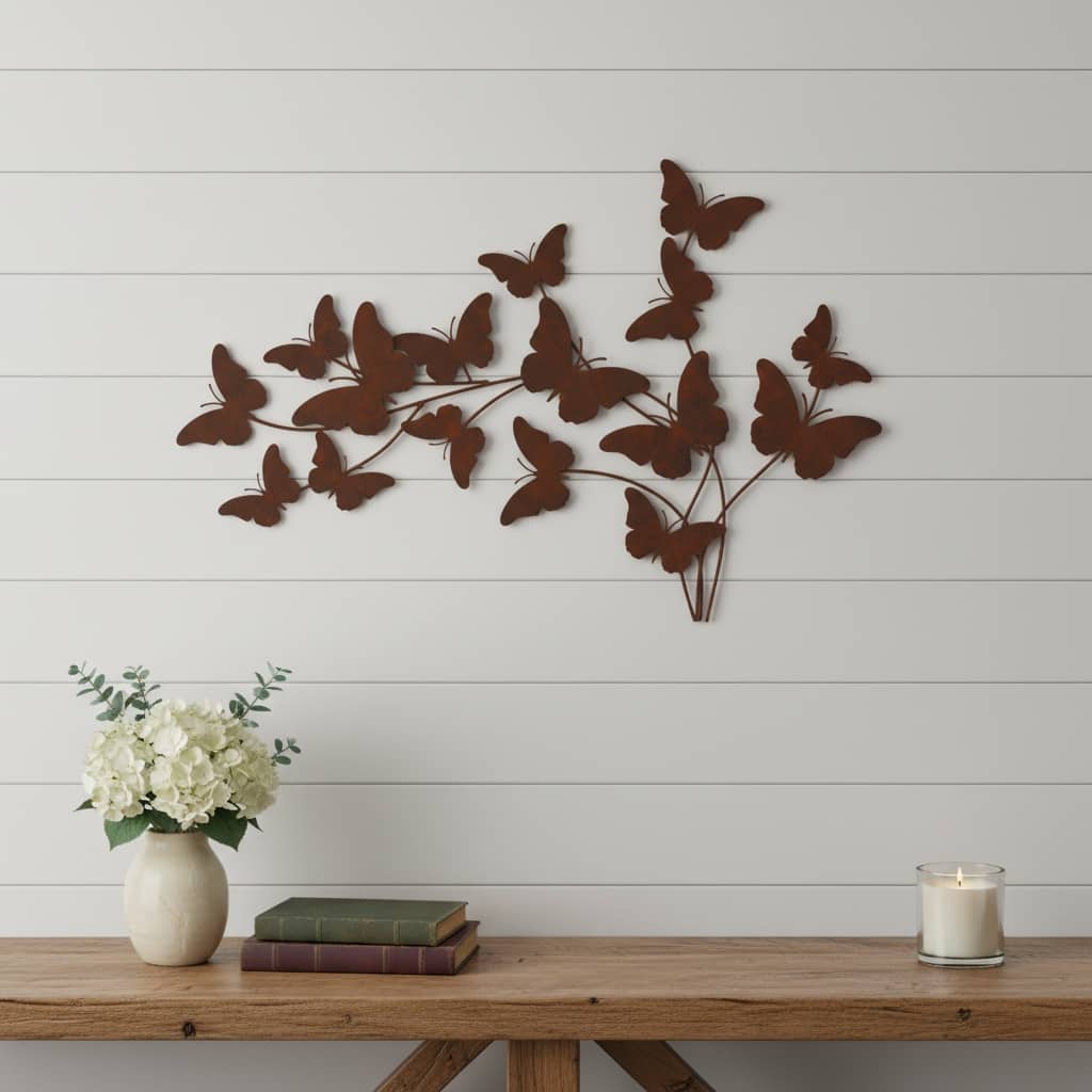 HomeRoots 18" X 29" Brown Metal Butterflies Hanging Dimensional Sculpture