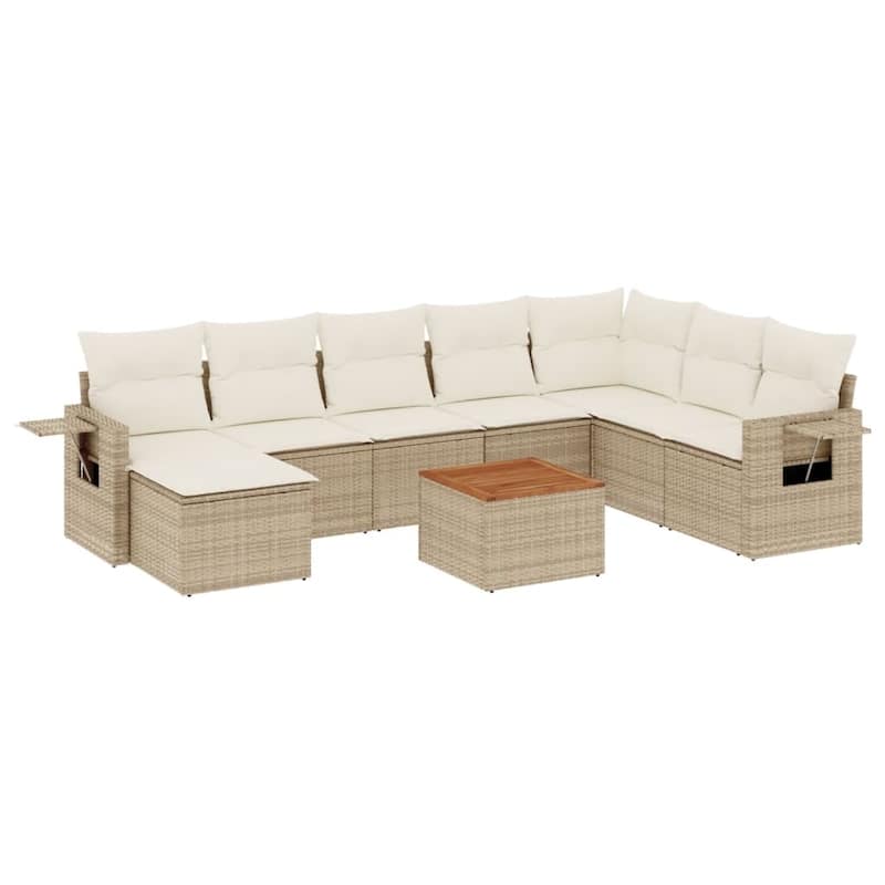 vidaXL Garden Sofa Set PE rattan Modular Removable Covers - 24.4 x 24.4 x 27.2 in (W x L x H)