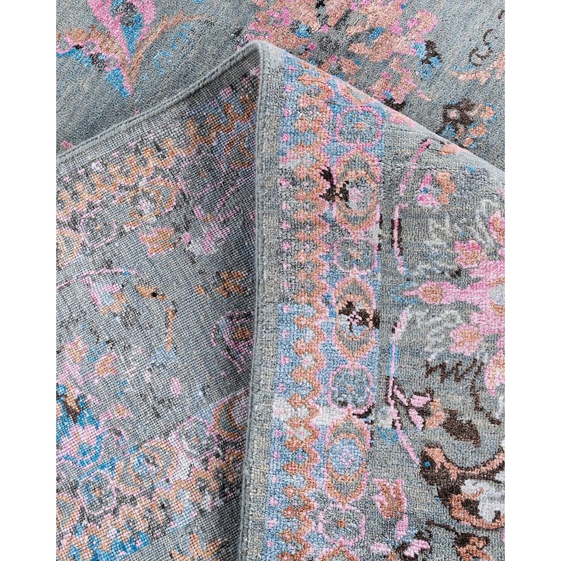 Ikat One-of-a-Kind Handmade Area Rug - Gray, 8' 2" x 9' 10" - 8' 2" x 9' 10"