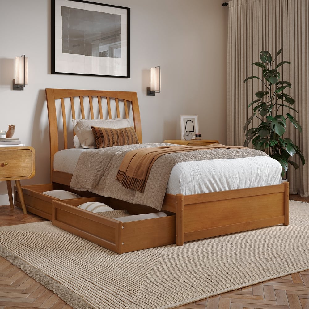 Roslyn Platform Bed with Panel Footboard and Storage Drawers