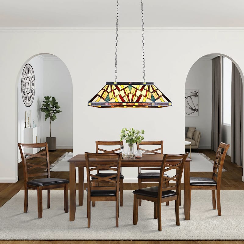 Tiffany Style Mission Design 3-light Linear Island Fixture