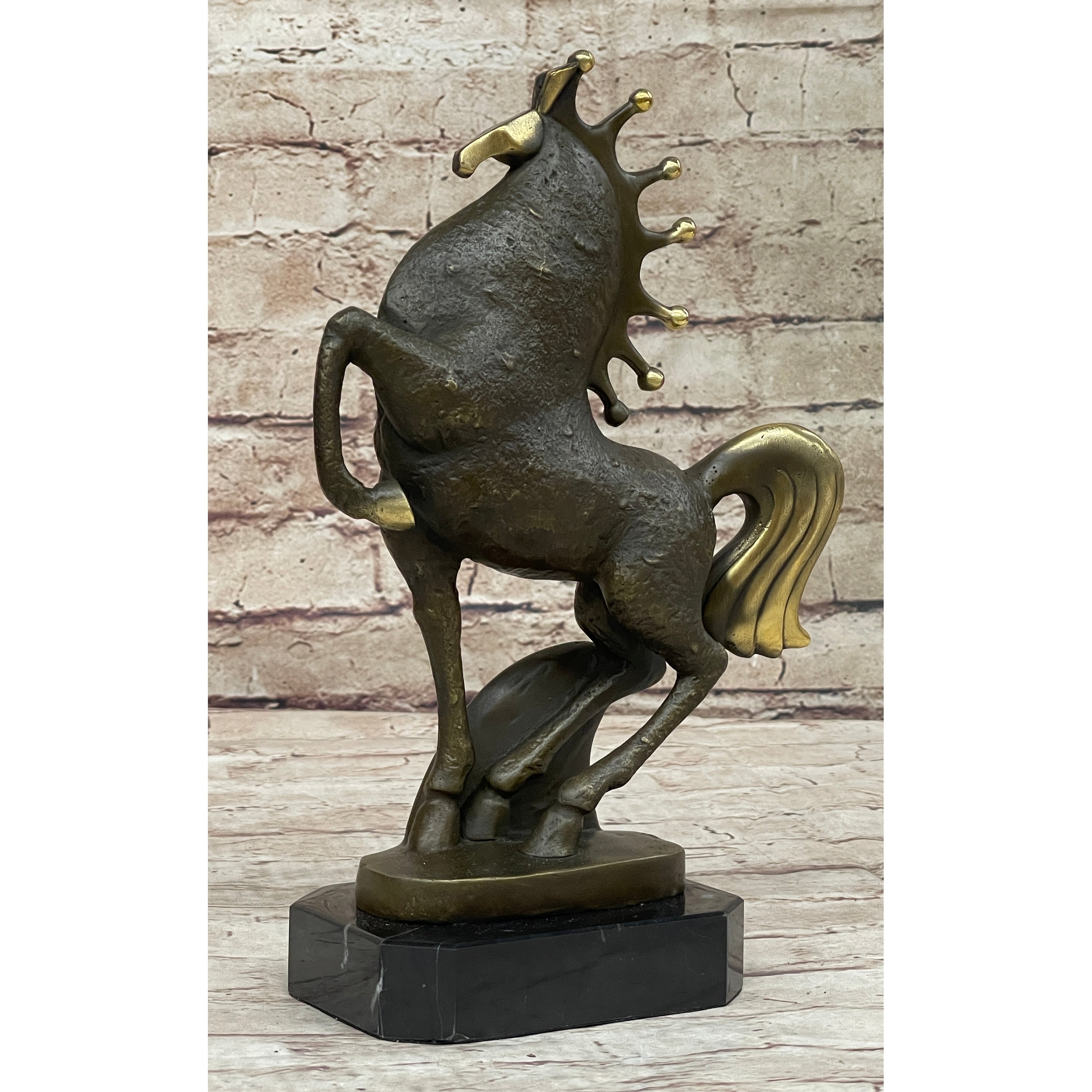 Signed Original Miguel Lopez Tang Horse Abstract Modern Bronze Sculpture Statue