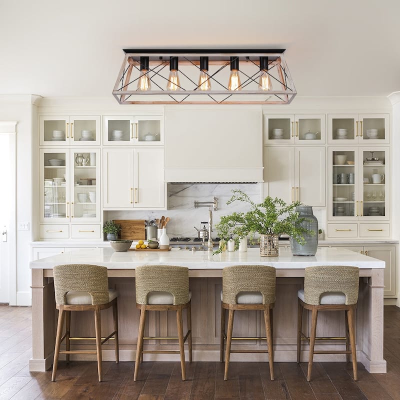 Farmhouse 5-Light Trapezoidal Cage Iron Ceiling Light