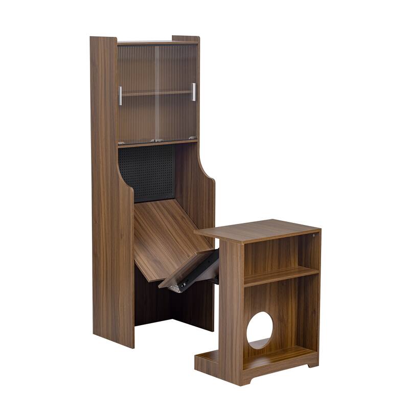 Roskilde Writing Desk with Hutch Wooden Laptop Workstation with 3 Open Pigeonholes, Student Desks Writing Desks Workstation Desk