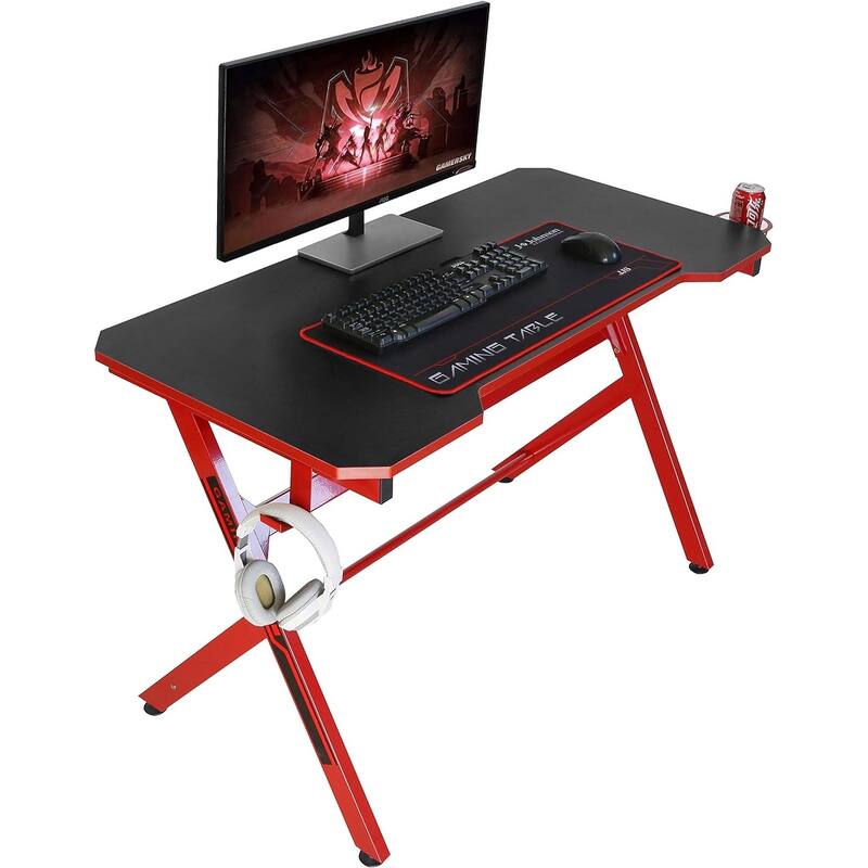 JJS 48" Home Office R-Shaped Gaming Computer Desk with Free Mouse Keyboard Pad