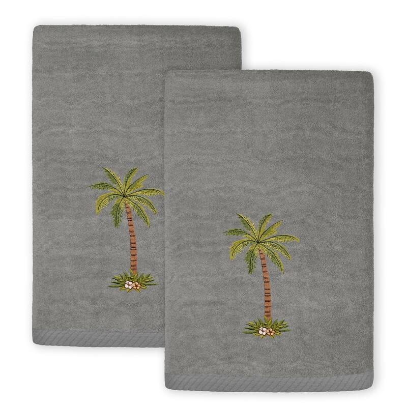 Authentic Hotel and Spa Turkish Cotton Palmera 2PC Fingertip Towel Set - Charcoal