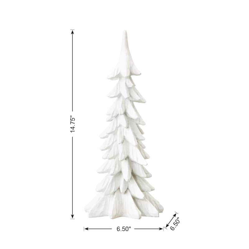 Glitzhome 14.75"H Resin Mini Christmas Table Tree for Home Standing Ornaments Party Desktop Decoration