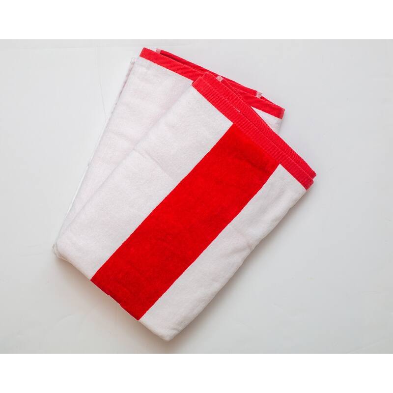 2 PK Tropical Cabana 100 Cotton Beach Towel - Red