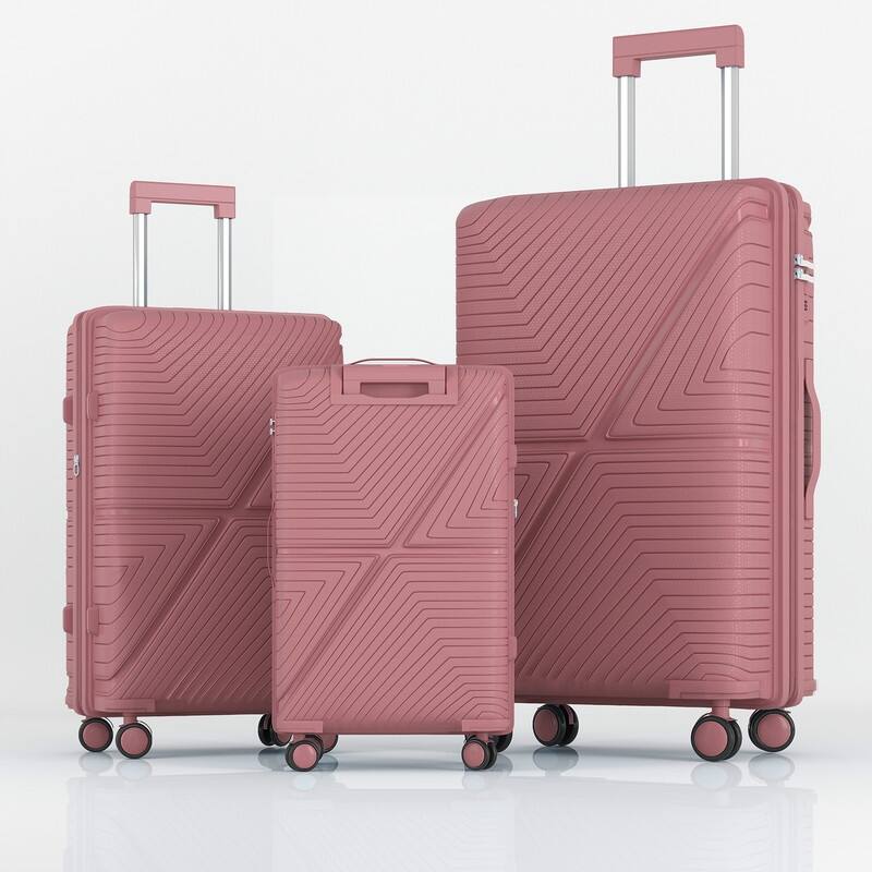 Mixoy Light weight Luggage with Spinner Wheels & YKK Zipper, 3-Piece Suitcase ABS Hardside Luggage Set with TSA Lock - Pink
