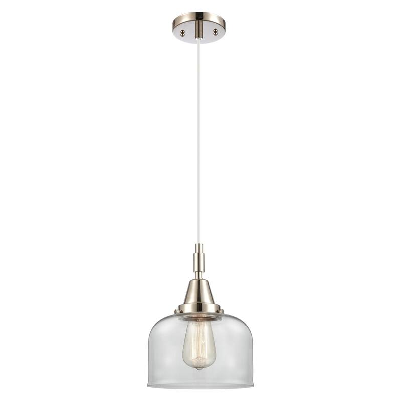 Innovations Lighting Downtown Urban - Caden Bell - 1 Light 8" Cord Hung Mini Pendant - Clear Shade/Polished Nickel