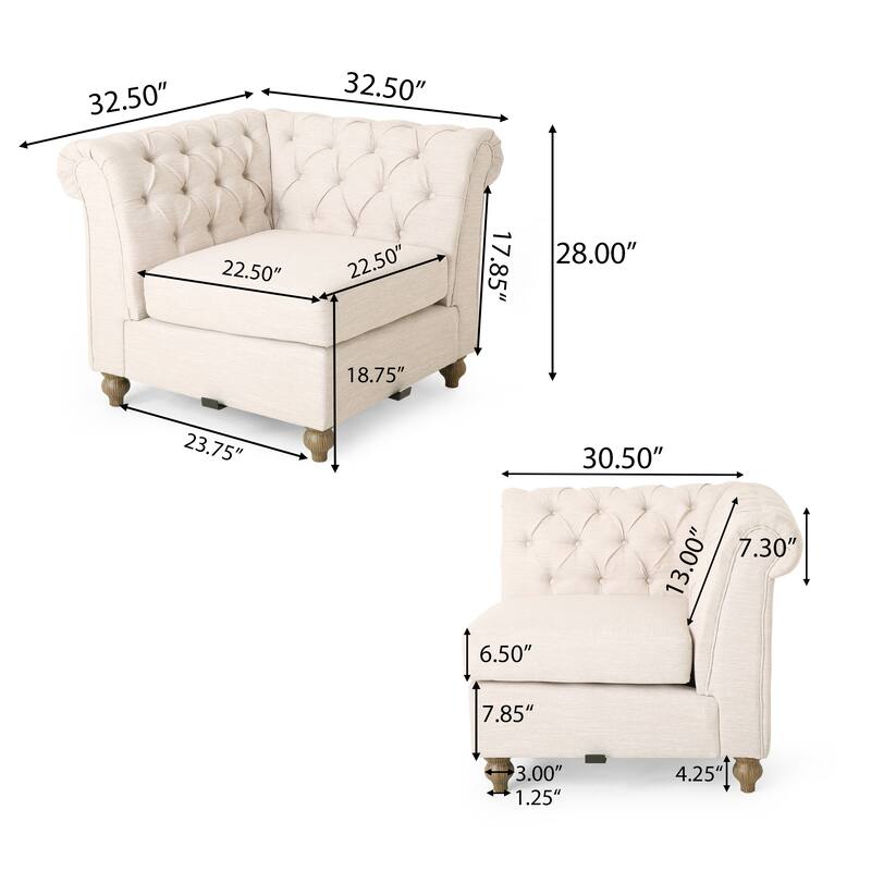 Castalia Chesterfield Tufted 7-seat Sectional Sofa by Christopher Knight Home - 114.00" L x 70.00" W x 31.50" H
