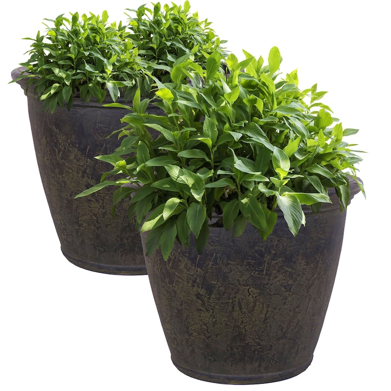 Sunnydaze Anjelica Outdoor Flower Pot Planter - Sable Finish - 24-Inch