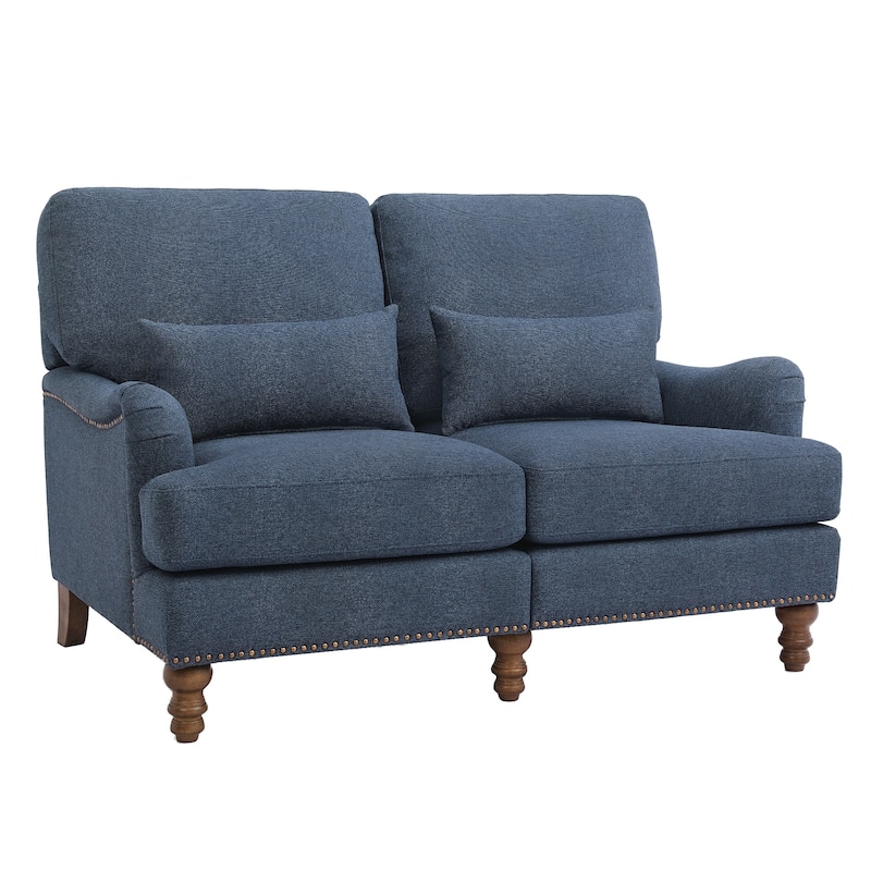Modern 56''W 2-Seater Sofa Comfortable Solid Wood Couch with Pillows for Living Room