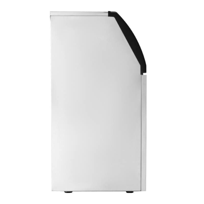Silver Black Stainless Steel Commercial Ice Maker with 130 lbs Daily Output and Auto Cleaning - 17.1 x 16.1 x 31.5 in
