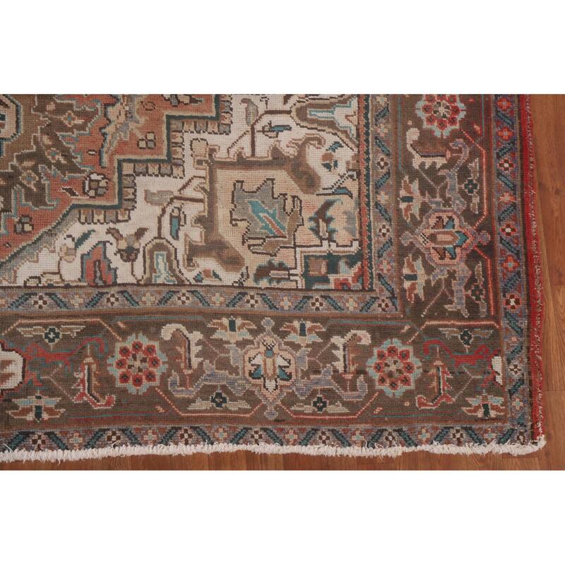 Hand Knotted Oriental 100% Wool Carpet Traditional Medallion Red Heriz Area Rug - 11' 5'' X 8' 5''