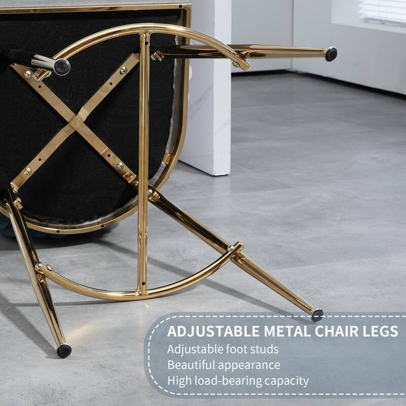 26''Counter Height Bar Stools w/Velvet Upholstery and Golden Chromed Base（Set of 2） - N/A