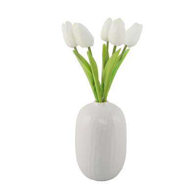 13" Real-touch Tulips in 6.25" Ceramic Vase - ONE-SIZE