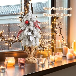 19 inch Snow Flocked Pine Tree Tabletop Mini Christmas Tree - Bed Bath ...