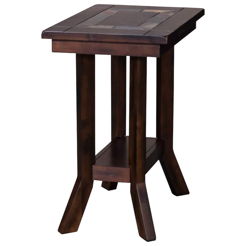 Odel Accent Chairside Table, Dark Brown Mahogany, Rectangular 25 Inch