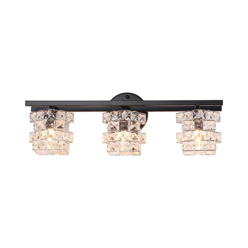 Mosaic Crystal Cube Shade Linear Bathroom Vanity Light