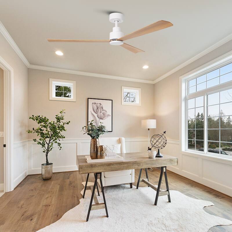 52-inch Farmhouse White Remote Indoor Ceiling Fan without Lights