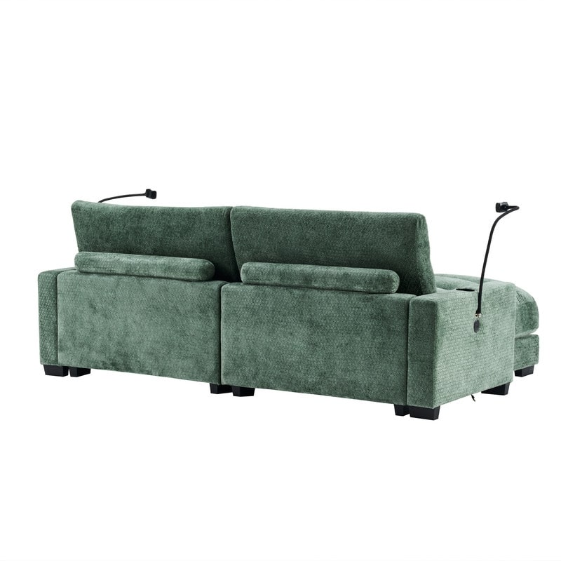 Chaise Lounge Chair Upholstered Modular Sofa with Cup & Phone Holders