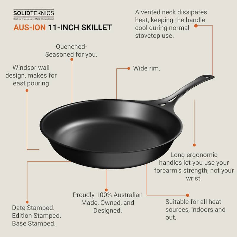 Solidteknics Lightning Long Handle Skillet with Lil Flippa & Pan Scraper