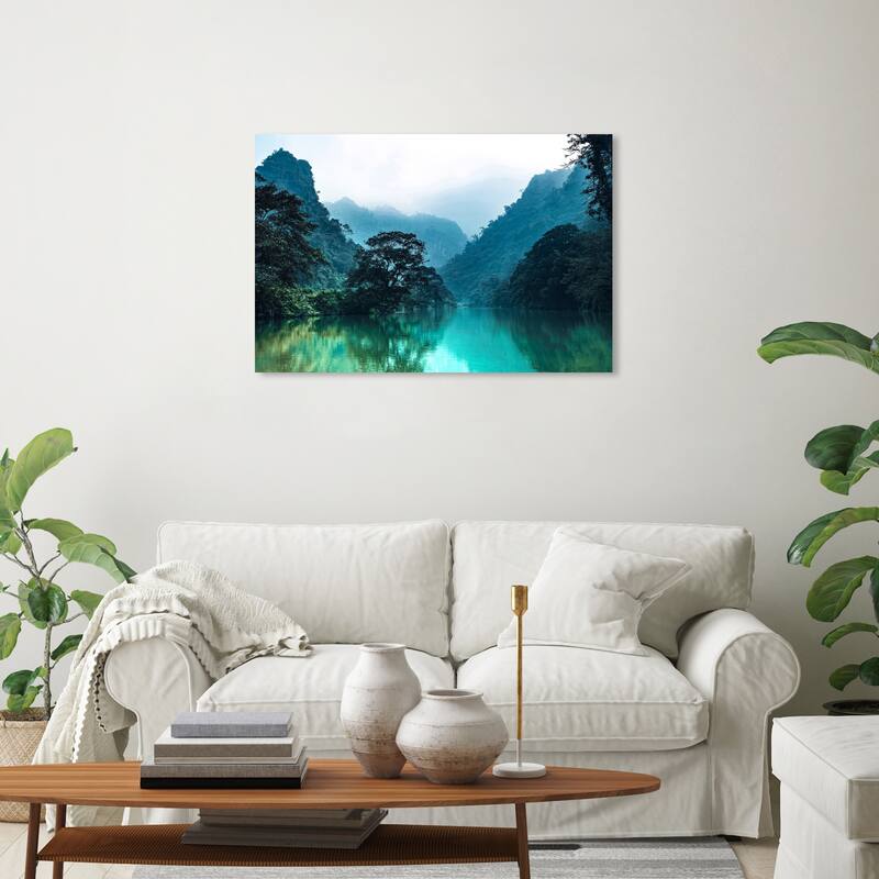 Wynwood Studio Canvas Nature and Landscape Fresh River View Green and Modern & Contemporary Wall Art Canvas Print - 20 x 30