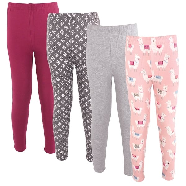 slide 1 of 1, Hudson Baby Toddler Girl Cotton Leggings 4pk, Llamas Llamas - 2T