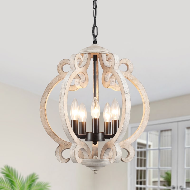 5-Light Candlestick Vintage Hanging Linear Chandelier Lighting for Kitchen Island