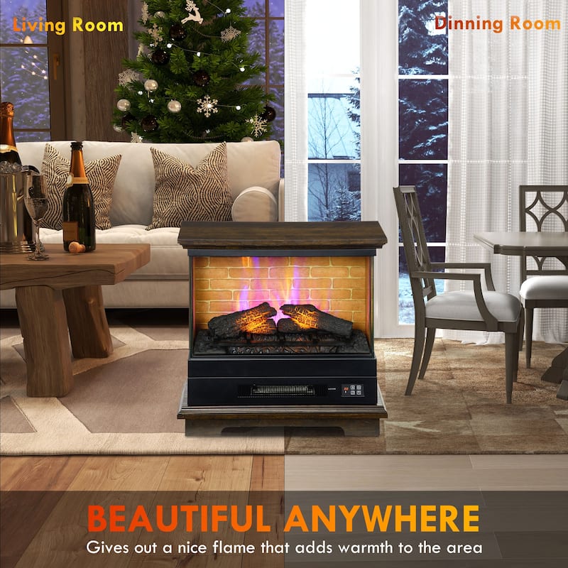 Compact Electric Fireplace Heater with Adjustable Temperature, Realistic Flame, and Auto Shut-Off - N/A