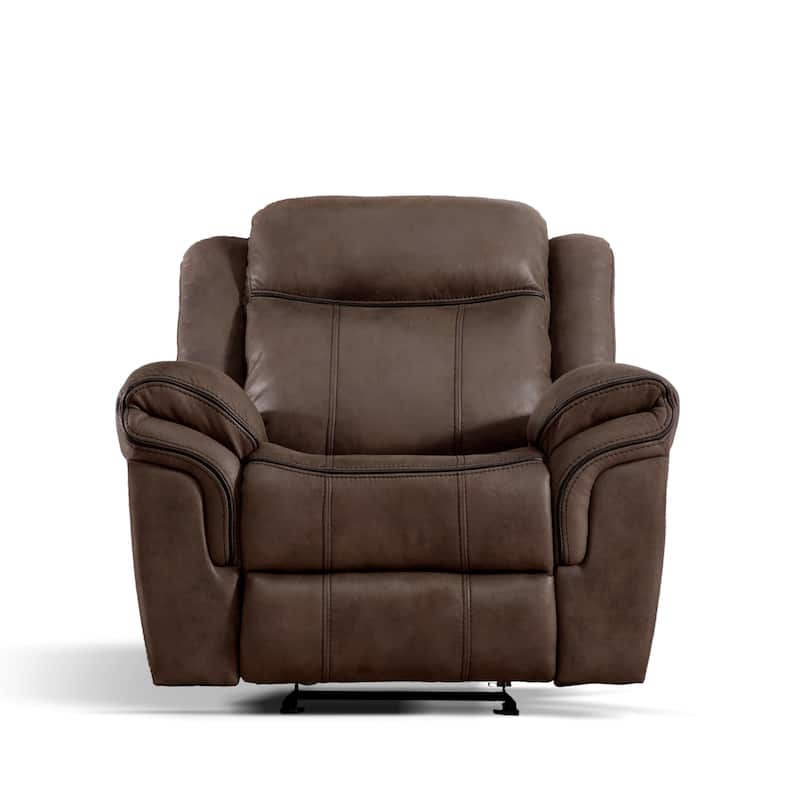 Verne Modern 3-Piece Brown Leather Manual Reclining Sofa Set with Cup Holders