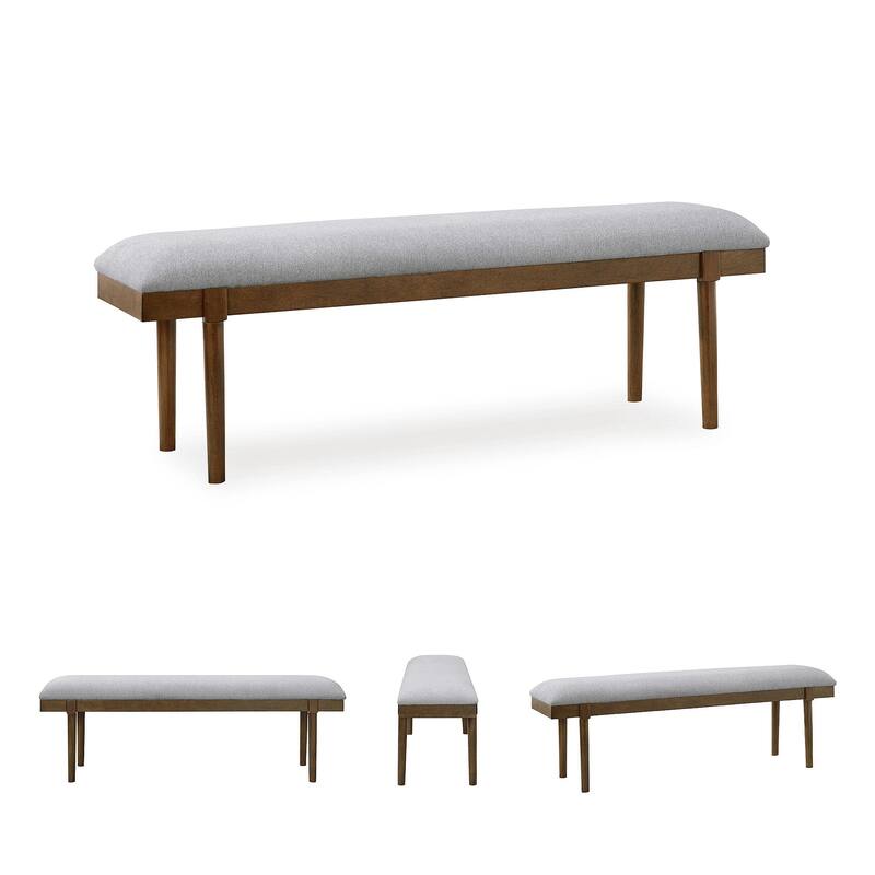 Signature Design by Ashley Lyncott Gray/Brown 59" Upholstered Dining Bench - 59.25" W x 15.13" D x 19.75" H