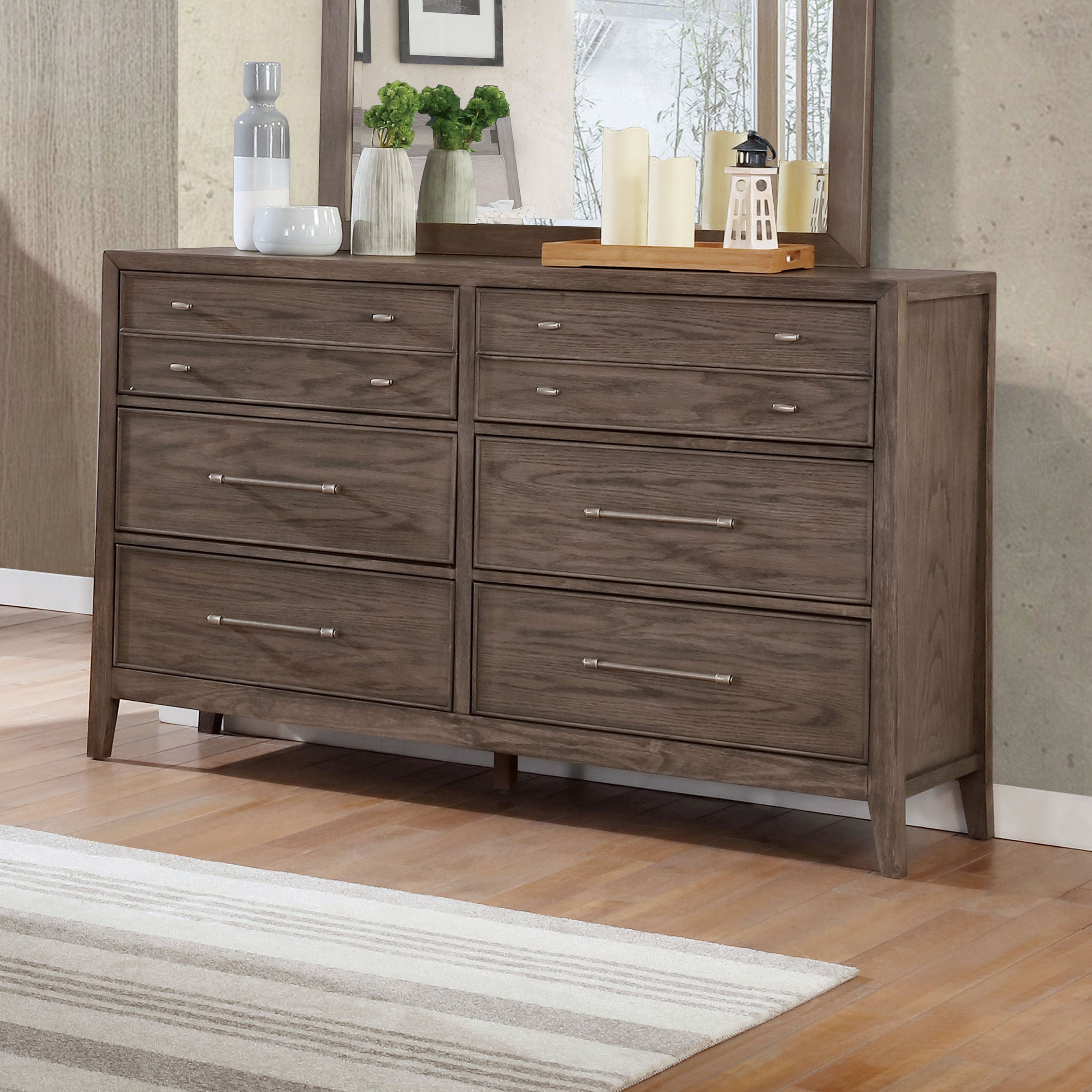 Furniture of America Wria Transitional Grey 56-inch Wide 6-Drawer Solid Wood Dresser