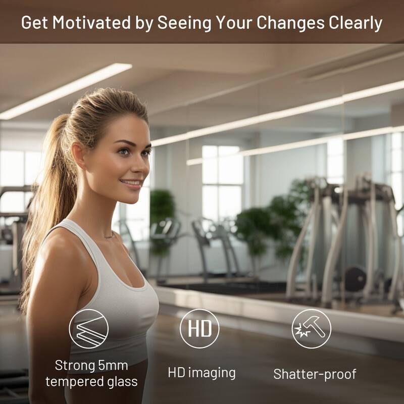 Keonjinn Frameless Tempered Glass Gym Mirror Wall Mounted for Gym, Yoga, Dance Studio