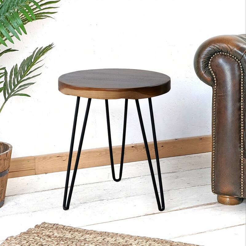 Greenage Teak End Table Solid Live Edge Side Table