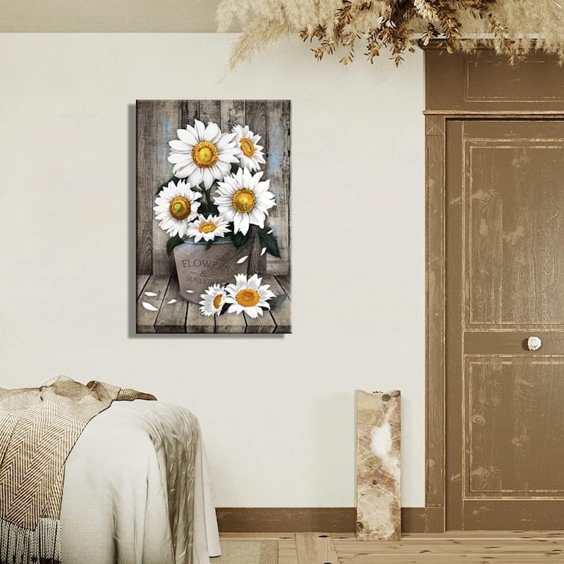 White Sunflower Wall Art Decor