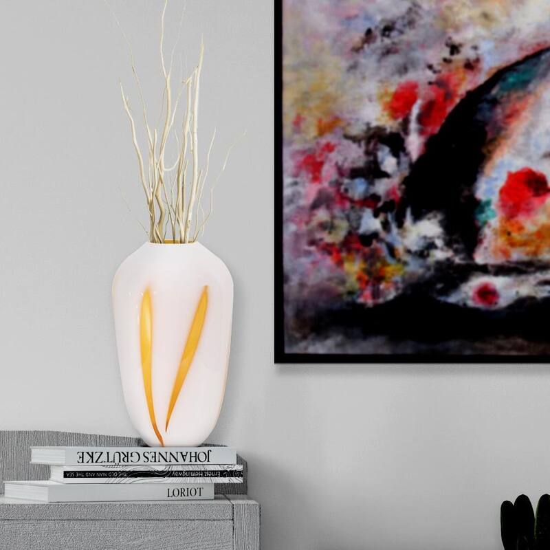 Allan Andrews White & Orange Two Tone Contemporary Glas Vase